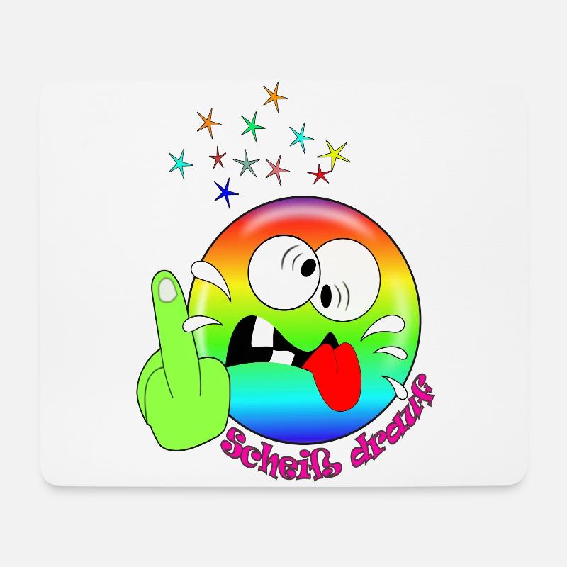 smiley bunt lustig und frech - Mousepad (Querformat) - Weiß