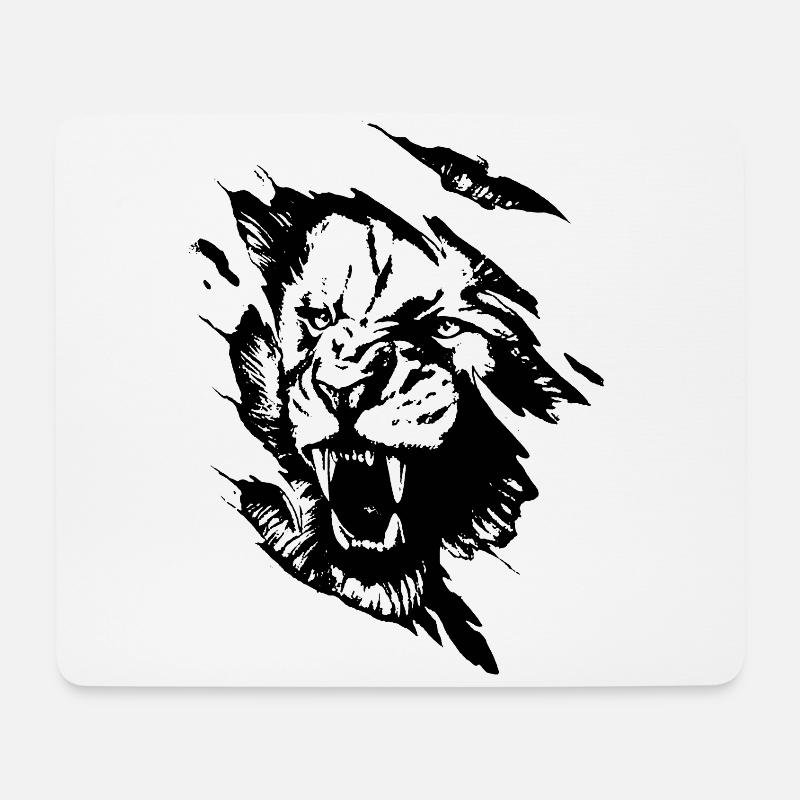 Löwenkopf Kunst cool Löwe Geschenk Idee - Mousepad (Querformat) - Weiß