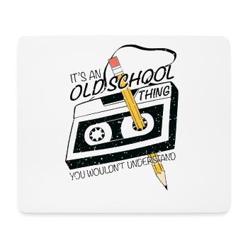 Retro Lustiges Design, Audiokassette und Bleistift - Mousepad (Querformat) - Weiß - Vorne
