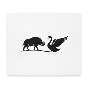 Sanglier et Cygne Silhouettes Noires - Tapis de souris (format paysage) - blanc - Devant