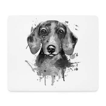 Dachshund Dackel Teckel graue Illustration - Mousepad (Querformat) - Weiß - Vorne