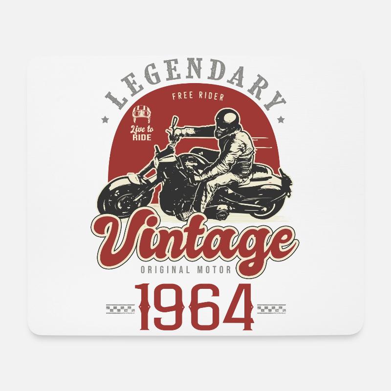 1964 Jubiläum Vintage Motorrad Biker Jahre - Mousepad (Querformat) - Weiß