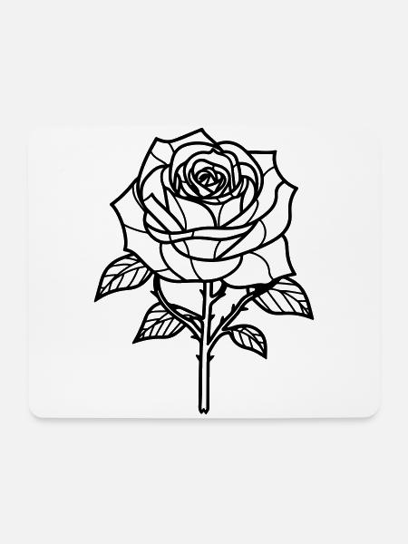 Rose Blume Dornen - Mousepad (Querformat) - Weiß