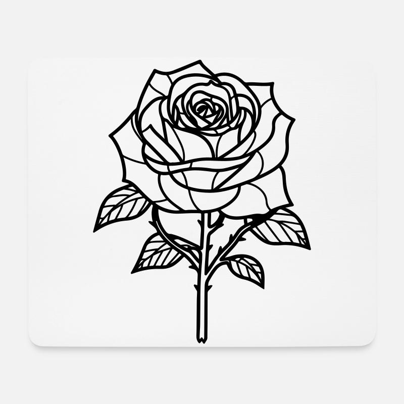 Rose Blume Dornen - Mousepad (Querformat) - Weiß