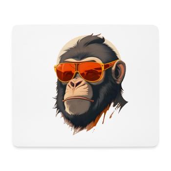 Cooler Affe mit Sonnenbrille - Mousepad (Querformat) - Weiß - Vorne