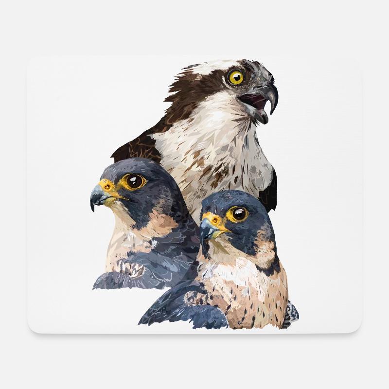 Raubvögel - Mousepad (Querformat) - Weiß