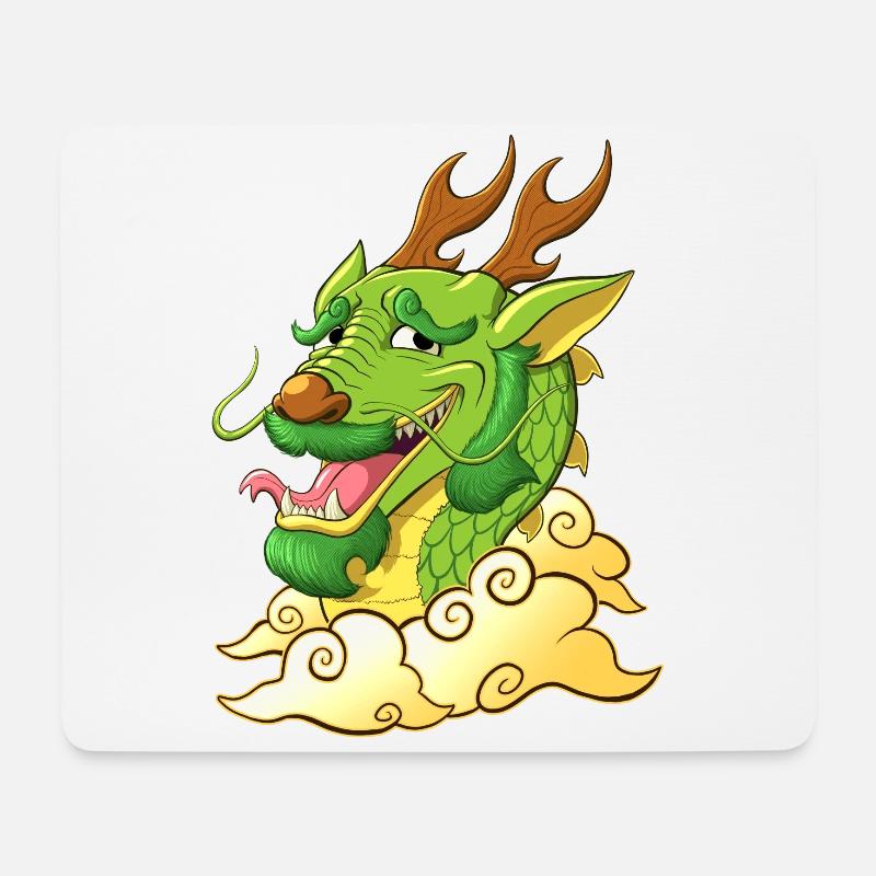 Lustiger grüner Drache - Mousepad (Querformat) - Weiß