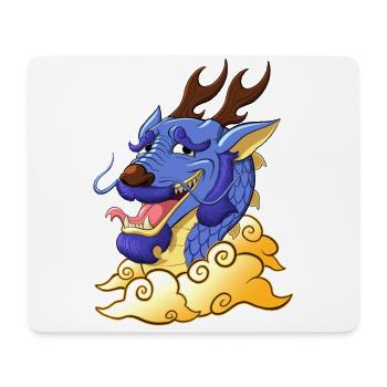 Lustiger blauer Drache - Mousepad (Querformat) - Weiß - Vorne