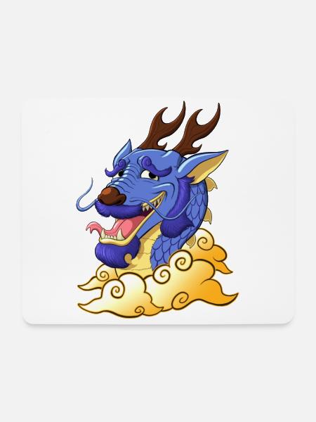 Lustiger blauer Drache - Mousepad (Querformat) - Weiß
