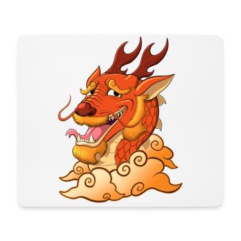 Lustiger roter Drache - Mousepad (Querformat) - Weiß - Vorne