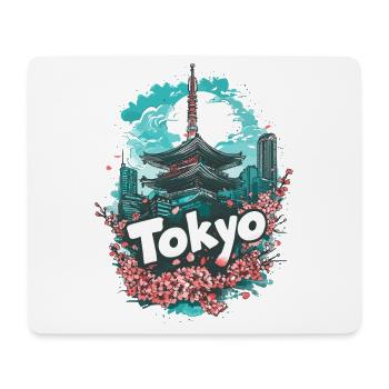 Tokyo Japan Pagoda City Skyline Sun Flowers - Mouse Pad (horizontal) - white - Front