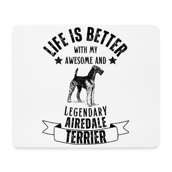 Life is better with Airedale Terrier Retro Vintage - Mouse Pad (horizontal) - white - Front