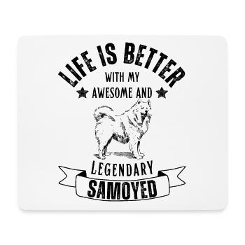 Life is better with Samoyed Dog Retro Vintage - Mouse Pad (horizontal) - white - Front