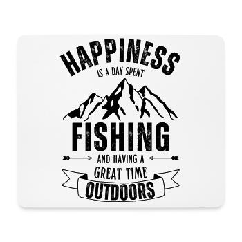 Happiness is a day spent fishing. Fishing in nature. - Mouse Pad (horizontal) - white - Front