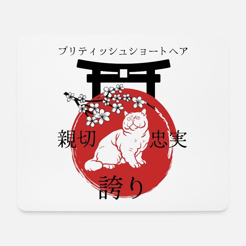 Britisch Kurzhaar Katze Japan Kanji - Mousepad (Querformat) - Weiß