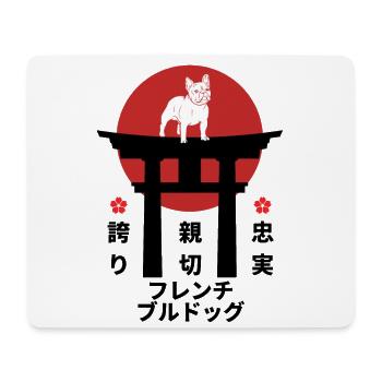 Français Bulldog Japon Kanji Style - Tapis de souris (format paysage) - blanc - Devant