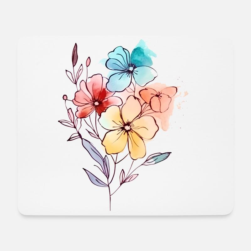 Blumen Wildblumen Wasserfarben pastell - Mousepad (Querformat) - Weiß