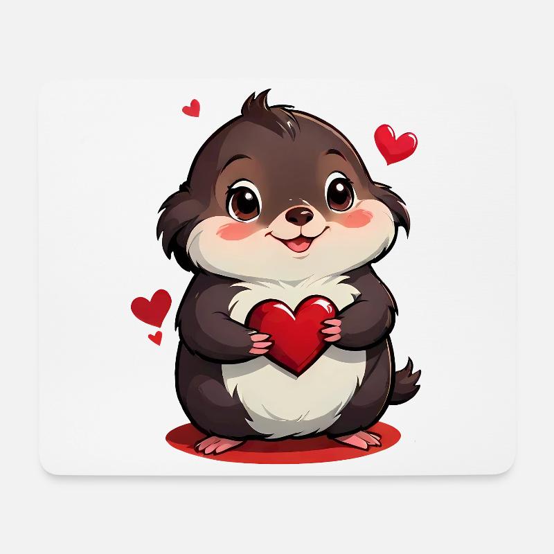 Verschenke diesen süßen Maulwurf zum Valentinstag - Mousepad (Querformat) - Weiß