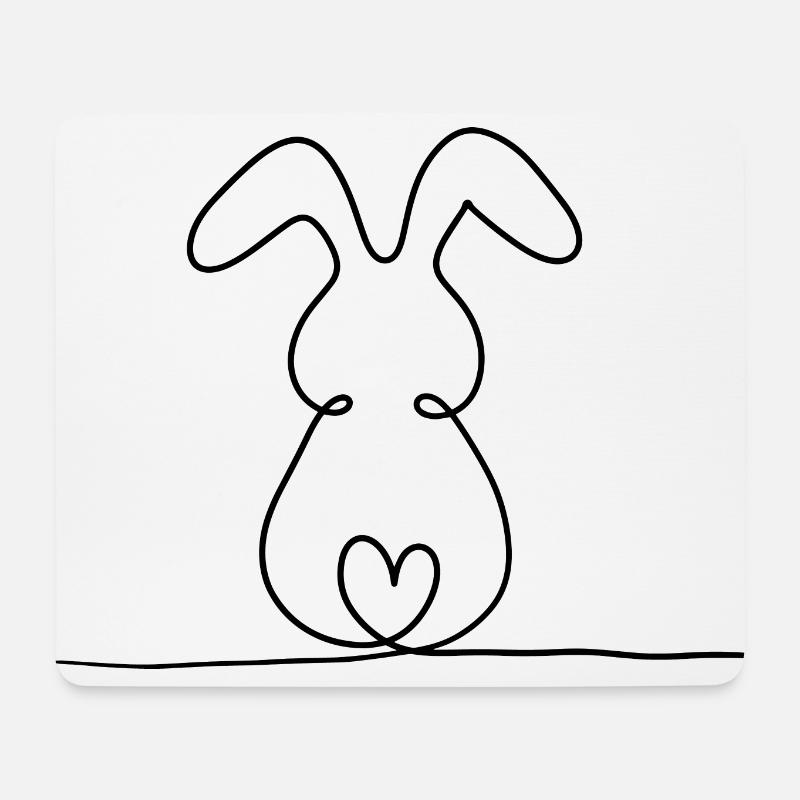 One-Line-Hase - Mousepad (Querformat) - Weiß