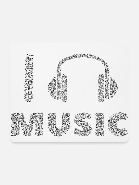 I Love Musik _ Kopfhörerdesign - Mousepad (Querformat) - Weiß