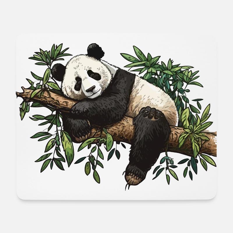 Der Bambus-Panda - Mousepad (Querformat) - Weiß