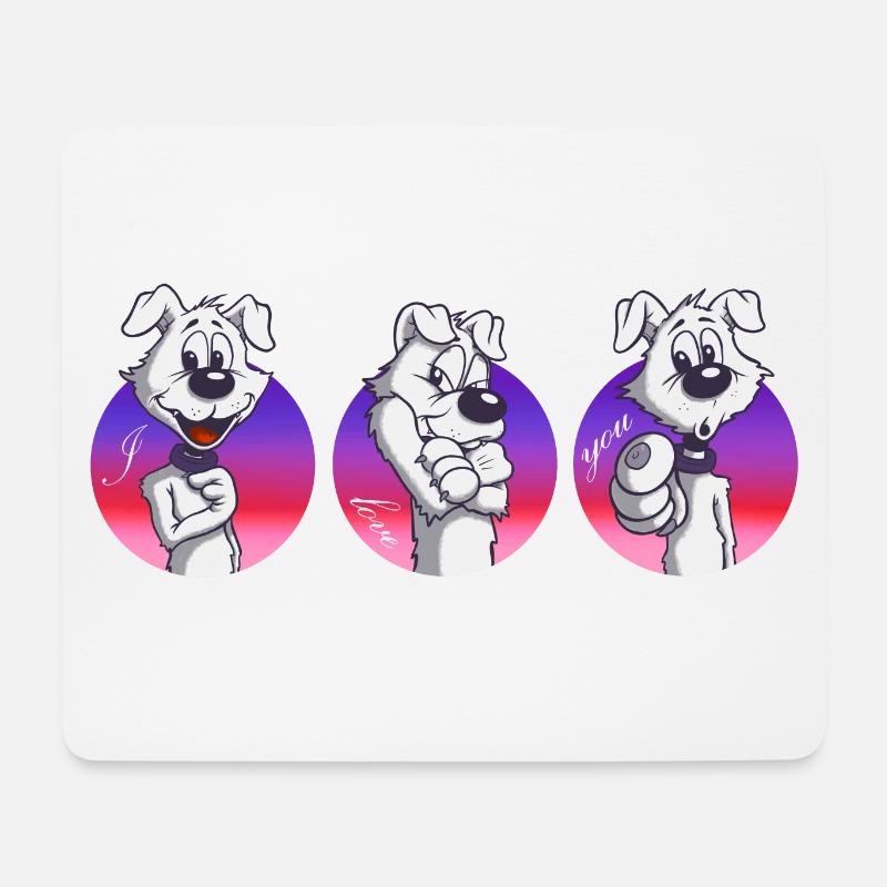 Comic Hund in Gebärdensprache „I love you“ - Mousepad (Querformat) - Weiß