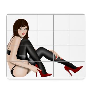 sexy lady behind bars - Mouse Pad (horizontal) - white - Front