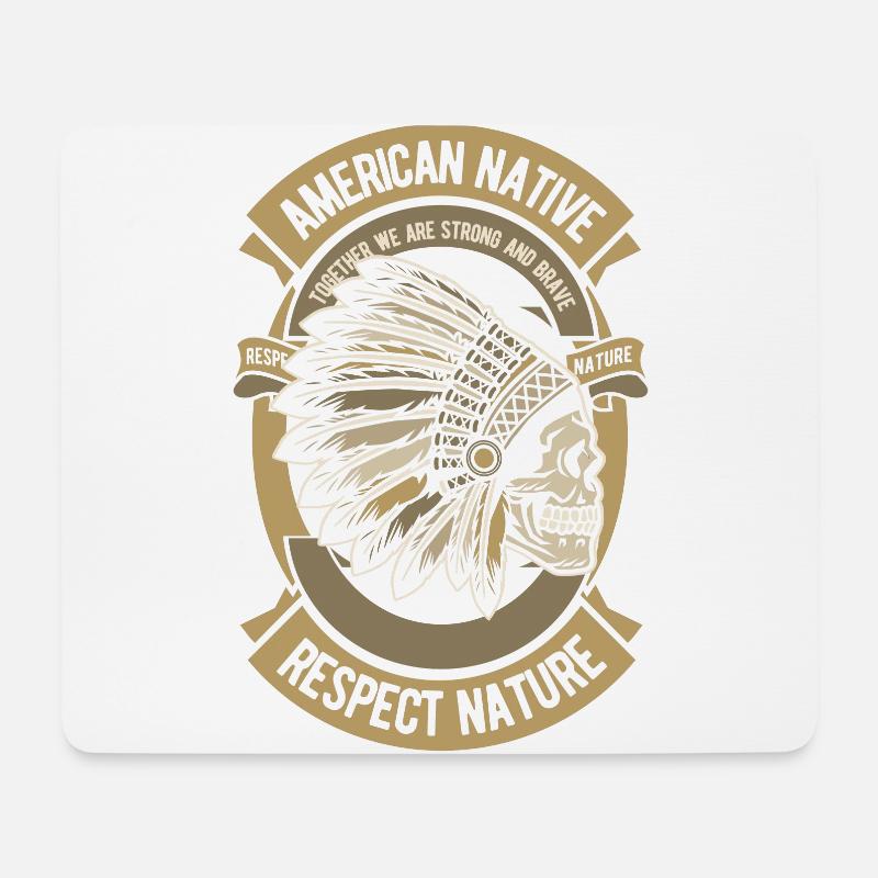American Native Indianer Skull Respect Nature - Mousepad (Querformat) - Weiß