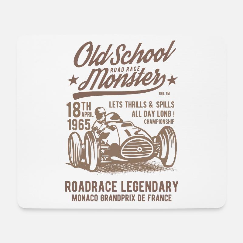 Old School Road Race Monster - Mousepad (Querformat) - Weiß