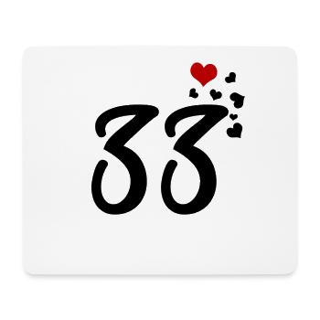 33 Herzen 33. Geburtstag Jubiläum - Mousepad (Querformat) - Weiß - Vorne