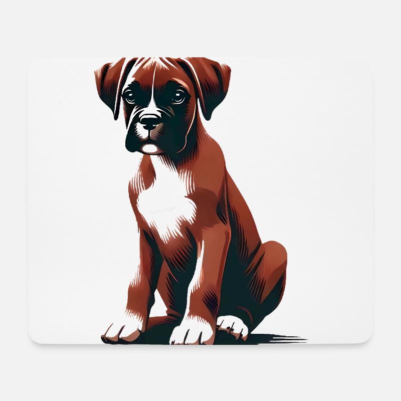 Stilvolle Boxer-Hund-Illustration - Mousepad (Querformat) - Weiß