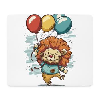 Vol fantaisiste : Lion avec des ballons - Tapis de souris (format paysage) - blanc - Devant