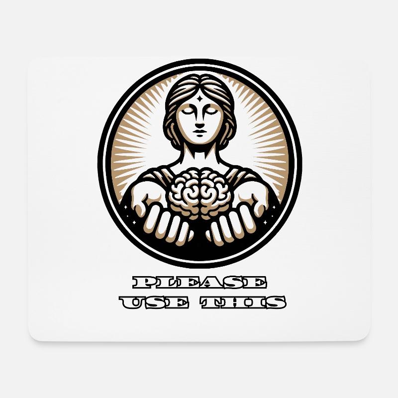 Bitte nutzen Sie dies – Stoische Göttin Gehirn Kunst - Mousepad (Querformat) - Weiß