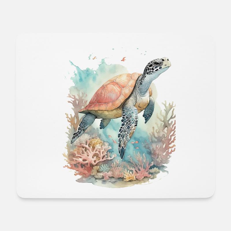Tauchen Sie ein in aquatische Wunder: Schildkrötenmeer - Mousepad (Querformat) - Weiß