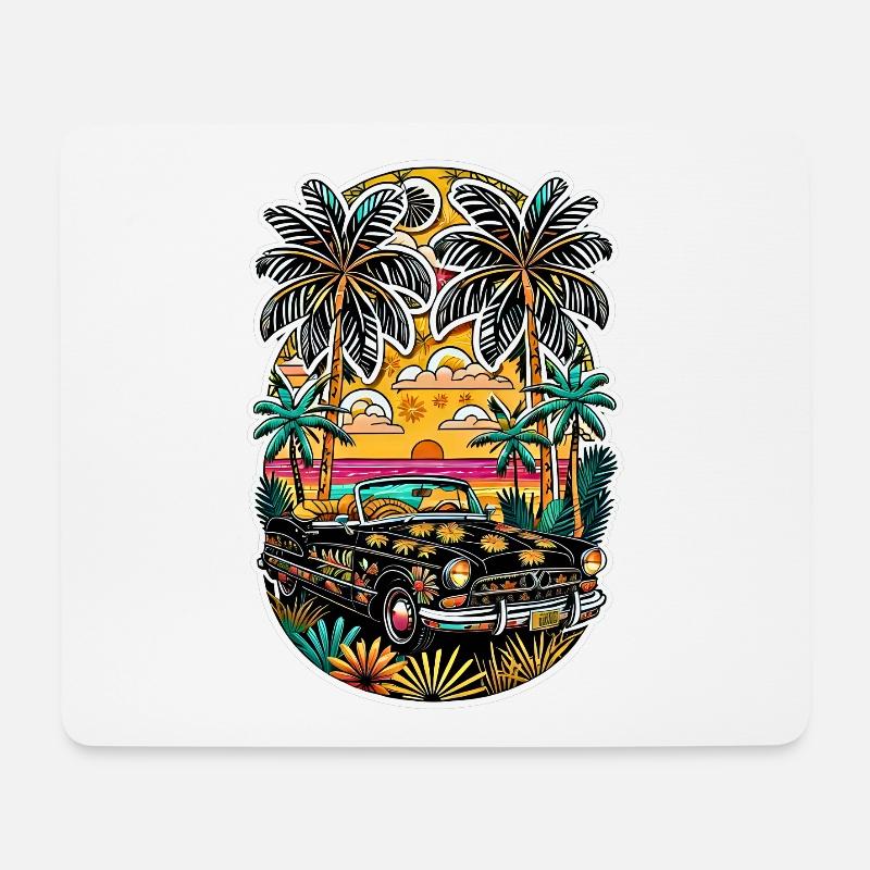 Vintage Sommer Cabrio - Mousepad (Querformat) - Weiß