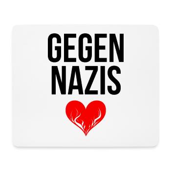 Gegen Nazis mit Herz - Mousepad (Querformat) - Weiß - Vorne
