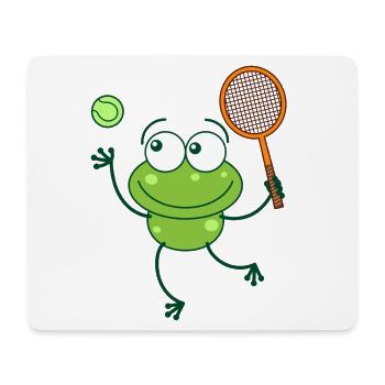 Grenouille verte prête à servir au match de tennis - Tapis de souris (format paysage) - blanc - Devant