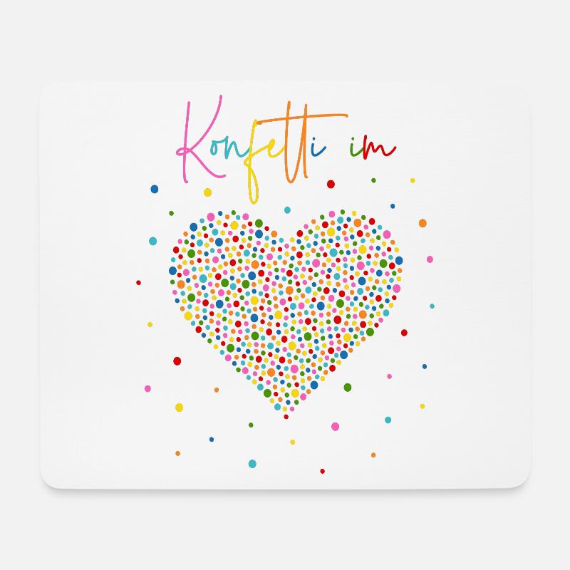 Konfetti im Herzen - Mousepad (Querformat) - Weiß