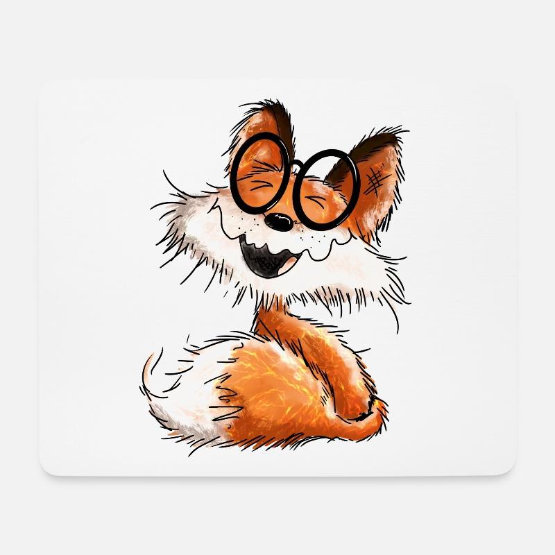 Niedlicher kleiner Schlaufuchs mit Brille - Fuchs - Mousepad (Querformat) - Weiß