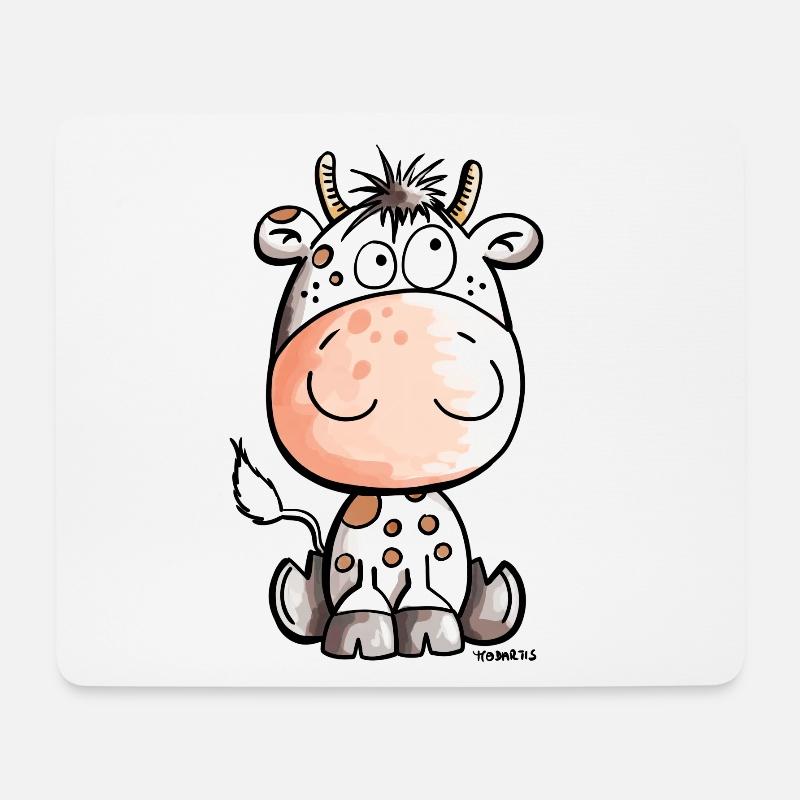 Vache drôle - Vaches - Bébé - Cadeau - Veau - Tapis de souris (format paysage) - blanc