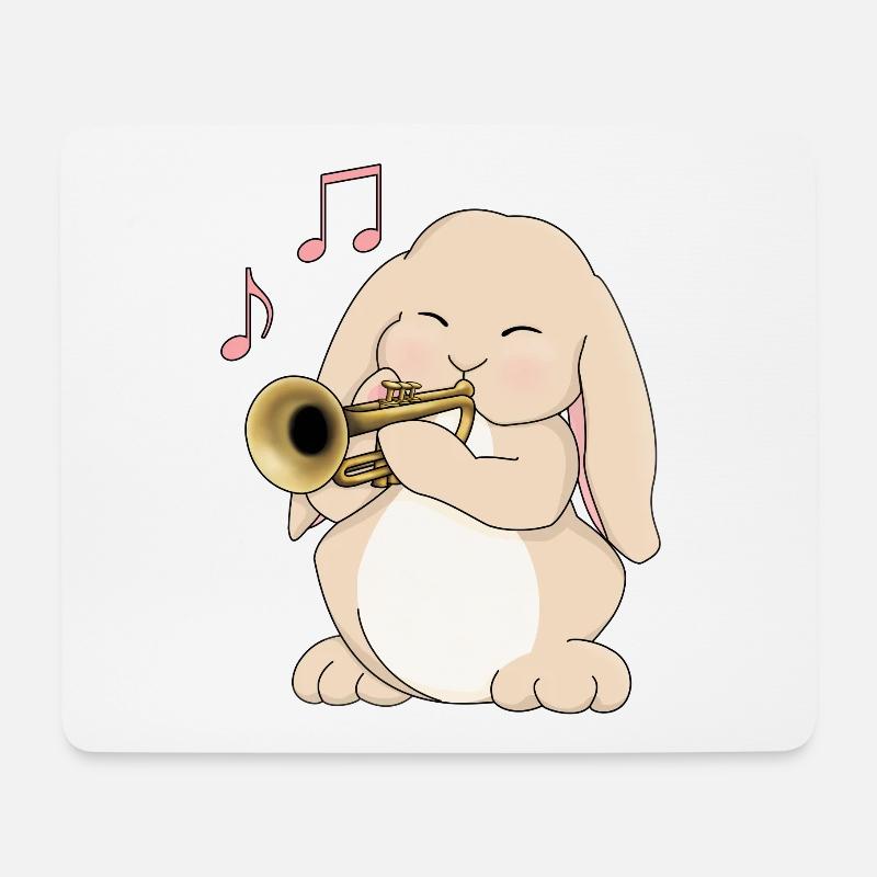 Süßer Kaninchen-Trompeter - Mousepad (Querformat) - Weiß