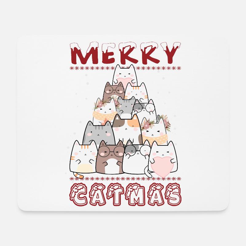 Merry Catmas - Mousepad (Querformat) - Weiß