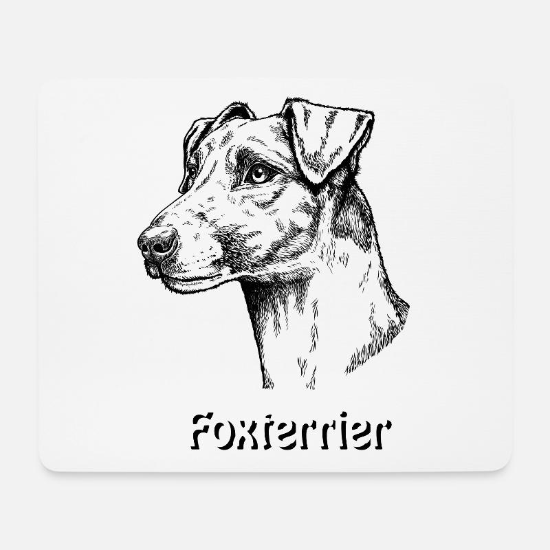 Foxterrier Glatthaar Portrait - Mousepad (Querformat) - Weiß