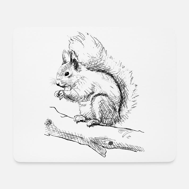 Écureuil - Tapis de souris (format paysage) - blanc