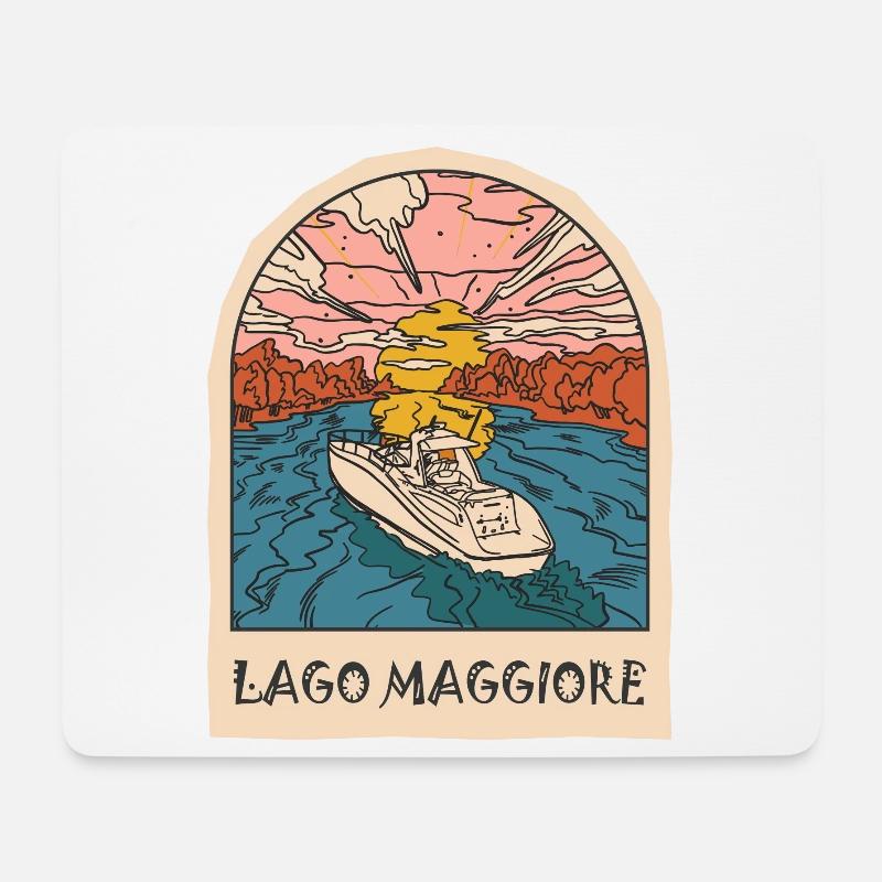 Lago Maggiore Urlaub Piemont Tessin Italien - Mousepad (Querformat) - Weiß