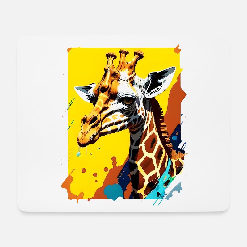 Giraffe Farbexplosion Neon - Mousepad (Querformat) - Weiß