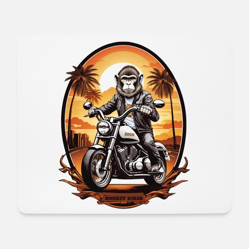 Affe auf Motorrad - Mousepad (Querformat) - Weiß