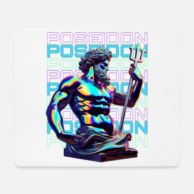 Neon Poseidon Trident - Mousepad (Querformat) - Weiß