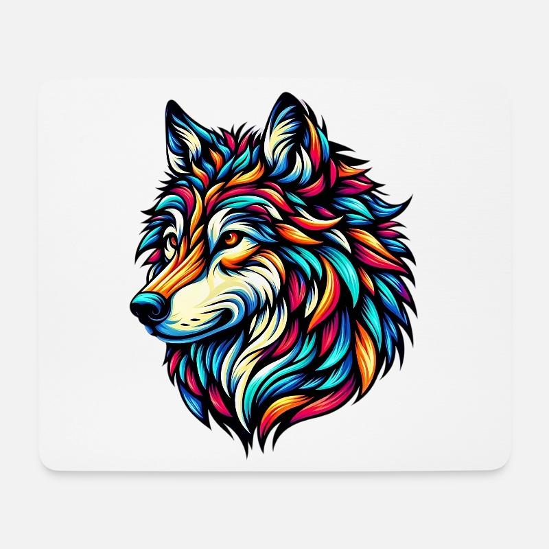 Wolf - Mousepad (Querformat) - Weiß