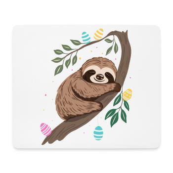 Faultier Ostern Schlaf Design mit Ostereiern - Mousepad (Querformat) - Weiß - Vorne